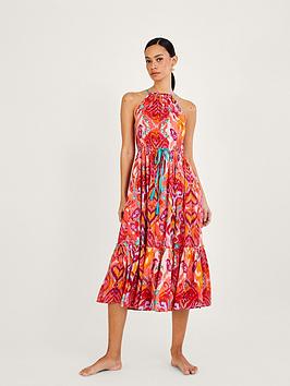 Monsoon Ikat Paisley Print Halter Midi Dress