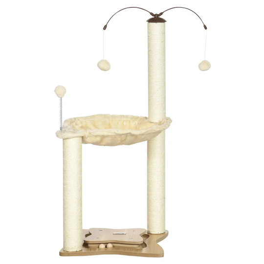 PawHut Cat Tree for Indoor Cats 53.5 x 53.5 x 90cm - Beige