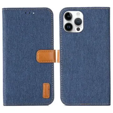 Jeans Series iPhone 14 Pro Max Wallet Case - Dark Blue