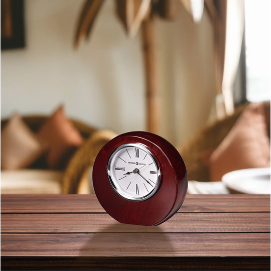 Adonis Modern & Contemporary Analog Wood Quartz Alarm Tabletop Clock in Rosewood