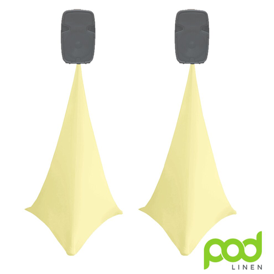 (cream) 25 colors: pair of double sided spandex lycra speaker stand scrim / dj tripod cover