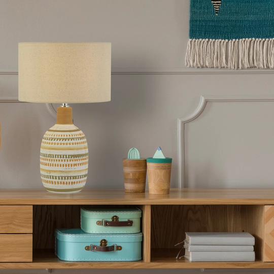 Cream & Grey Ceramic Table Lamp