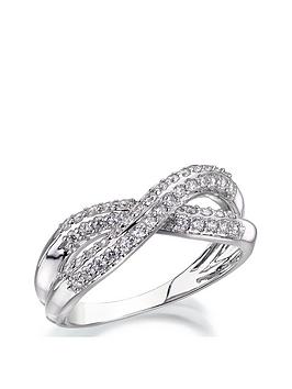 Love Diamond 9Ct White Gold 1/2 Carat Diamond Crossover Ring