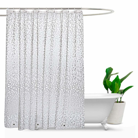 Extra Long Shower Curtain 240cm Drop, Waterproof Mildew Resistant Shower Curtain Liner with Magnets, 180x240cm, Cobblestone