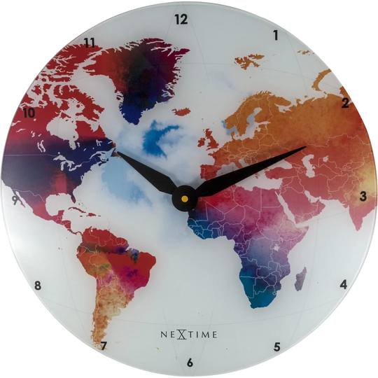 Glass Colorful World 43cm Silent Wall Clock
