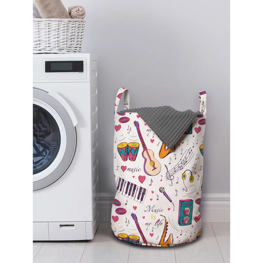 Instruments Drums Speakers Keyboard Headphones Records Blues Music Is My Life Laundry Bag