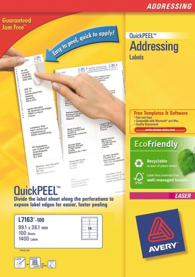 AVERY LSR LBL WHT P40 L7163-40 FPC