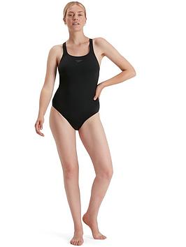 Speedo Eco Endurance+ Kickback Swimsuit - Black, Black, Size 28, Women