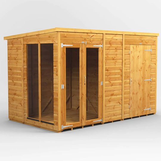 10X6 Power Pent Summerhouse Combi Including 4Ft Side Store
