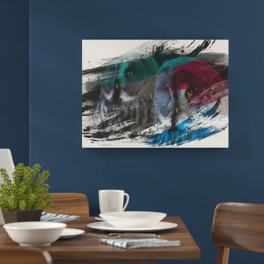 'Dark Grey Owls Birds' Graphic Art Print Poster