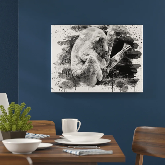 'Koala in a Tree Black and White' Graphic Art Print Poster
