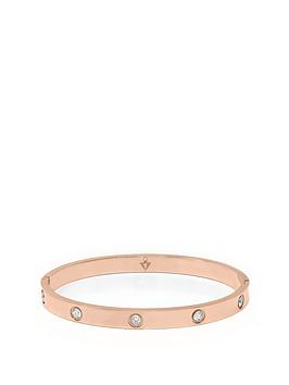Say It With Diamonds Stone Hinged Bangle - Stainless Steel (RG), Rose, Women