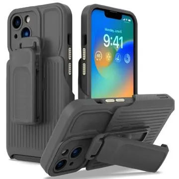 Explorer Series iPhone 14 Hybrid Case with Belt Clip - Grey