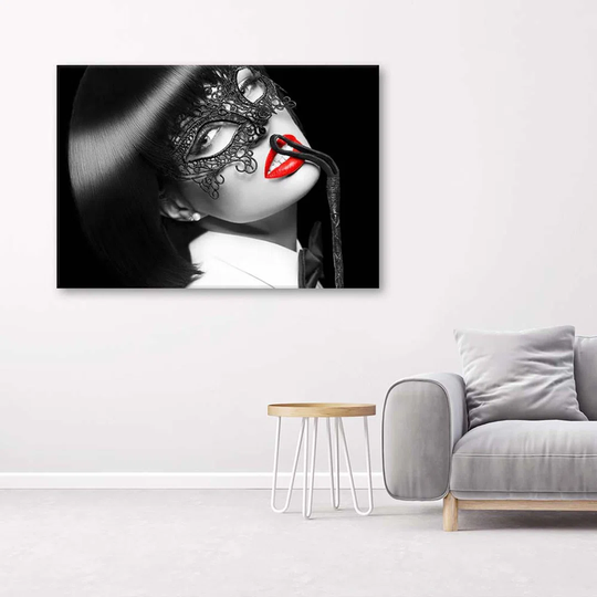 Canvas Print Woman With Black Mask