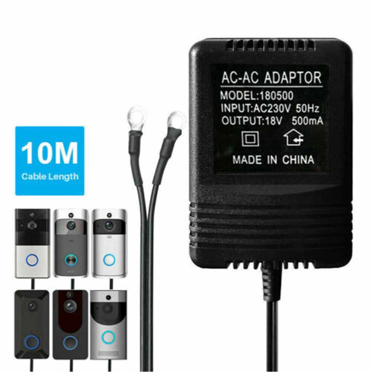 (10M) Power Supply Charging Adapter Charger for Video Ring Doorbell Transformer