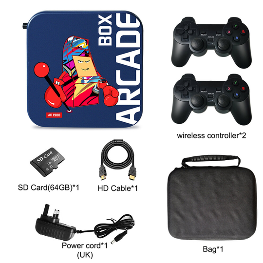 (64G) Mini Video Game Box HDMI-compatible 50 Simulators Gaming Super Console with Controllers Memory Card Portable Travel Gamer Displayer