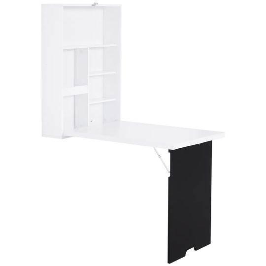 Zennor Drop It Fold Down Desk Table - White/Black