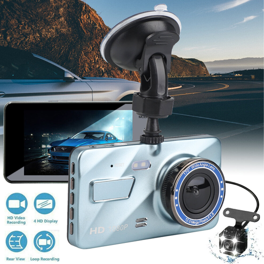 4'' HD 1080P Dual Lens Car DVR Front and Rear Camera Video Recorder