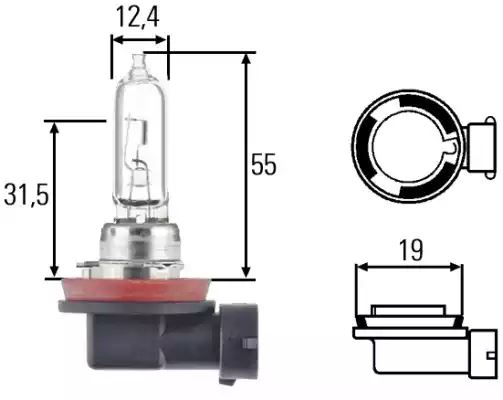 Bulb H9 12V 65 W 8GH008357-001 by Hella - 10 Units