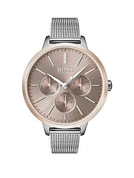 Boss Symphony Bronze Multi Dial Stainless Steel Mesh Bracelet Watch