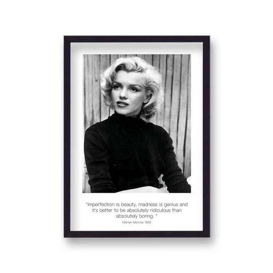 Polaroid Style B&W Icon Marilyn Monroe Imperfection Is Beauty Dated by Vouvart - Picture Frame Memorabilia