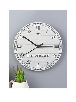 The Personalised Memento Company Personalised Grey Rustic Style Wooden Clock