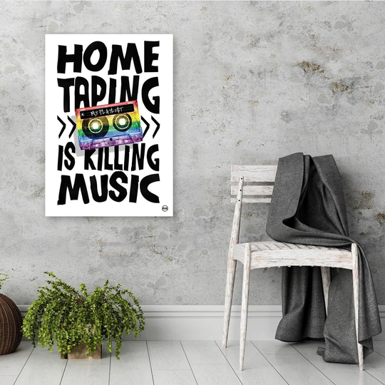 Poster, Inscription And Colorful Cassette