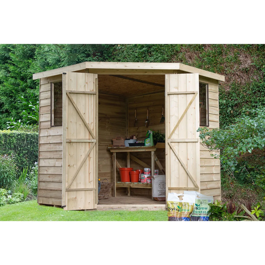 Forest Garden Overlap Pressure Treated 7X7 Corner Shed