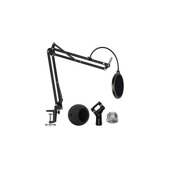 InnoGear Adjustable Microphone Stand with Mic Pop Filter, Universal Mic Clip, 3/8'' to 5/8'' Screw Adapter, Microphone Windscreen for Blue Snowball