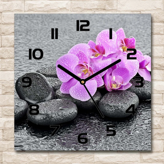Orchids Stones Silent Wall Clock
