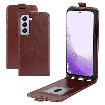 Samsung Galaxy S23+ 5G Vertical Flip Case with Card Slot - Brown