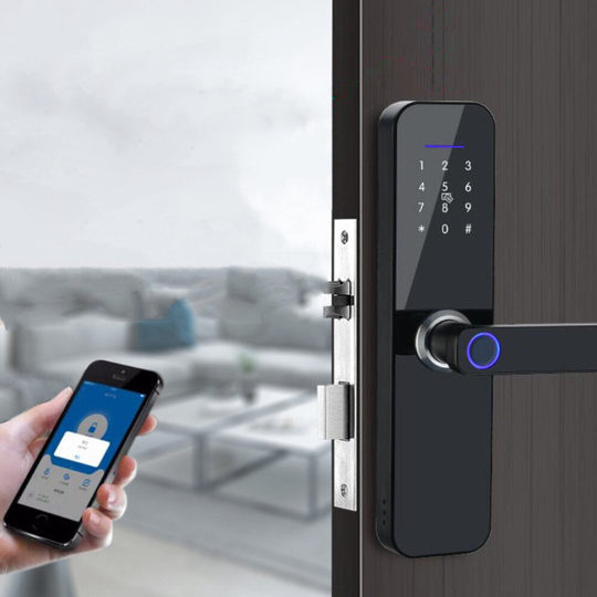 (Black, Double Bolt) Smart Door Lock Fingerprint Keyless Multi-function Unlock Digital Deadbolt Bluetooth WiFi Key Wireless Room Door Anti-theft