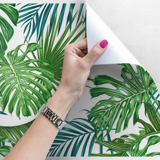 Bonas Minty Monstera Forest Delicate Wallpaper