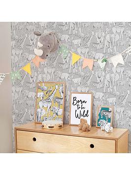 Superfresco Easy Jungle Animals Grey Wallpaper