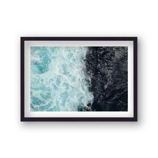Ocean Waves On Black Rocks