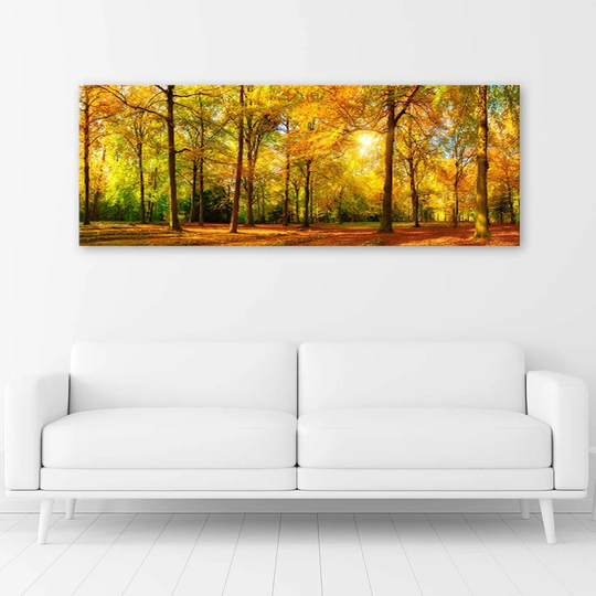 Canvas Print Forest Autumn Yellow Panorama