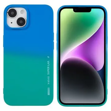X-Level Rainbow iPhone 14 TPU Case - Green / Blue