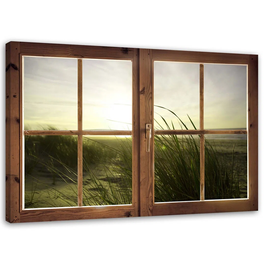 Canvas Print Window View Beach Grass