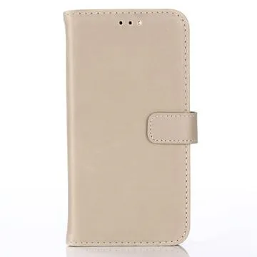 iPhone 14 Plus Wallet Case with Magnetic Closure - Beige