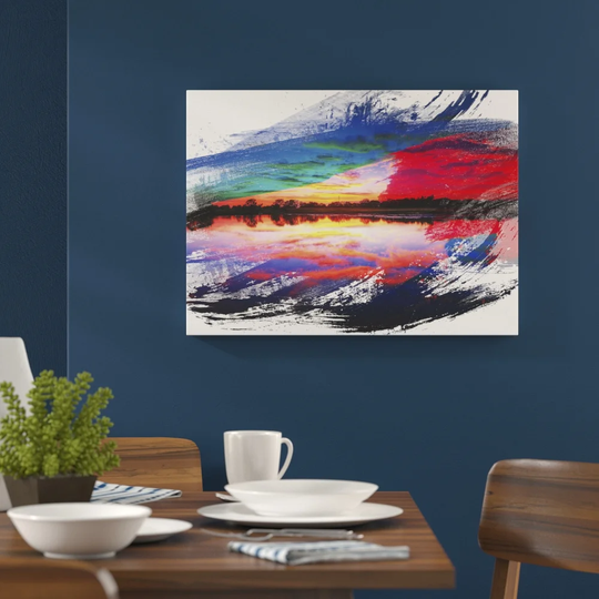 'Landscape Evening Sunset Lake' Graphic Art Print Poster