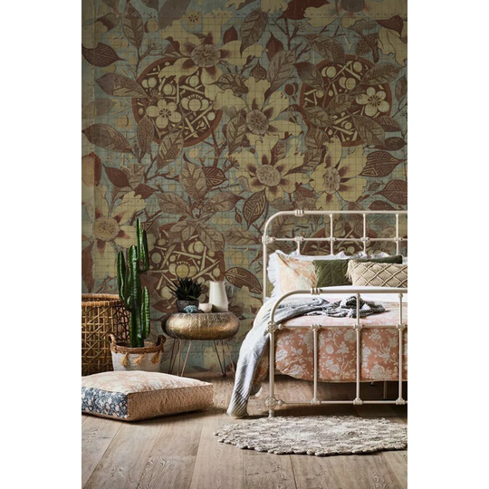 Walllpaper Roll 360X250cm Wallpaper Material With Print Mural Decoration Kitchen Livingroom Bedroom - Gold Flowers Design Paper