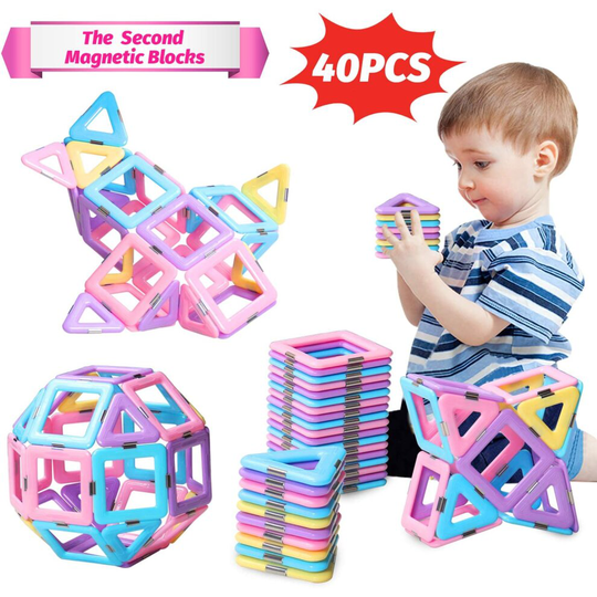ACTRINIC 40PCS Castle Magnetic Blocks - Learning & Development Magnetic Tiles Building Blocks Kids Toys for 3 4 5 6 7 Years Old Boys Girls Gifts