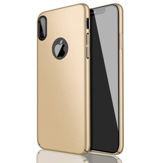 (Apple iPhone XR, Gold) New Ultra Thin Slim Shockproof Hard Back PC Matte Phone Case Cover Shell + Screen Protector For Apple iPhone 11 Pro Max X XR X