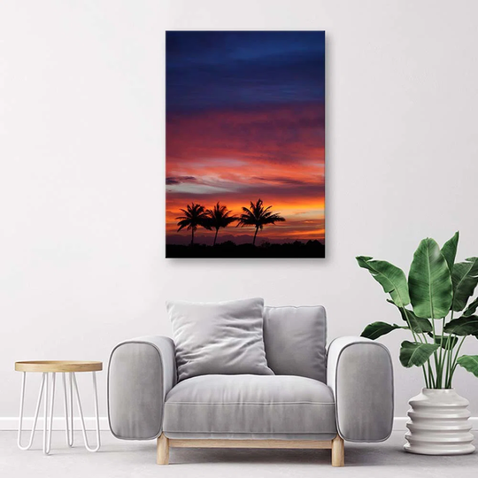 Canvas Print Palm Trees Sunset Sea