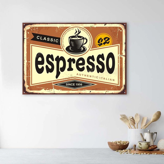 Canvas Print Retro Sign Coffee Espresso