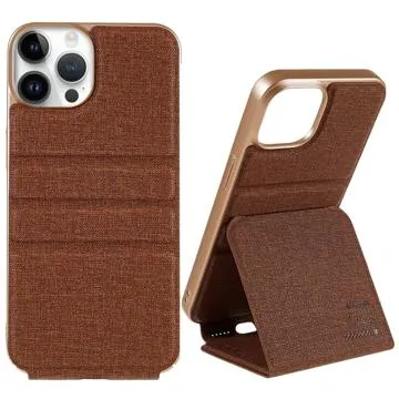 X-Level Journey iPhone 14 Pro Vertical Flip Case - Brown