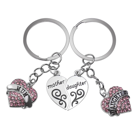 Set of 2x Split Broken Peach Heart Pendant Key Chain for Women Lady Girl Gifts