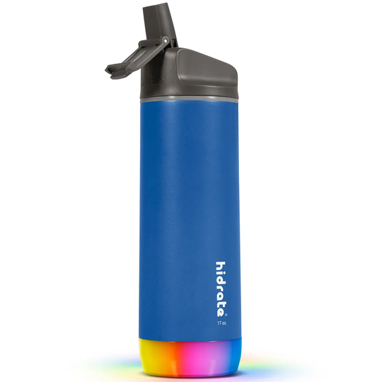 HidrateSpark STEEL - Insulated Stainless Steel Bluetooth Smart Water Bottle with Straw 500 ml & Free Hydration Tracker App - Deep Blue