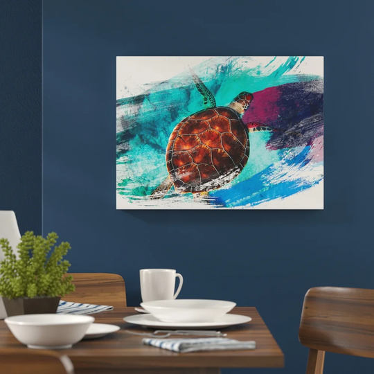 'Swimming Sea Turtle' Graphic Art Print Poster