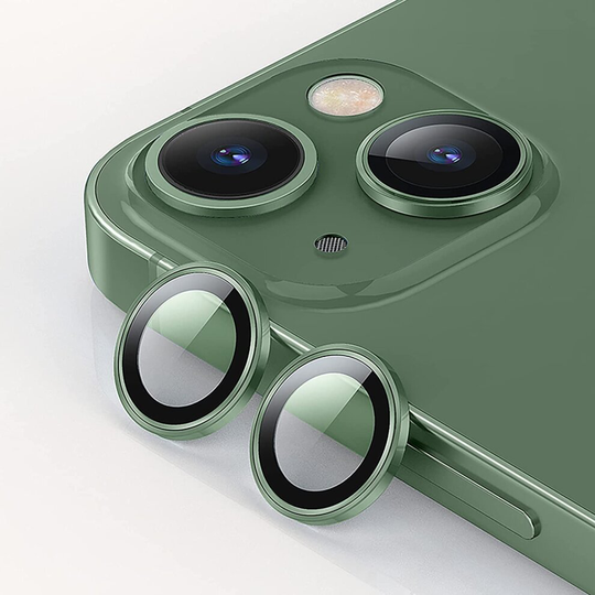 GIOPUEY Camera Protector for iPhone 13,iPhone 13 mini Camera Lens Protector [2 in 1 Material] Metal Frame + Tempered Glass - Green